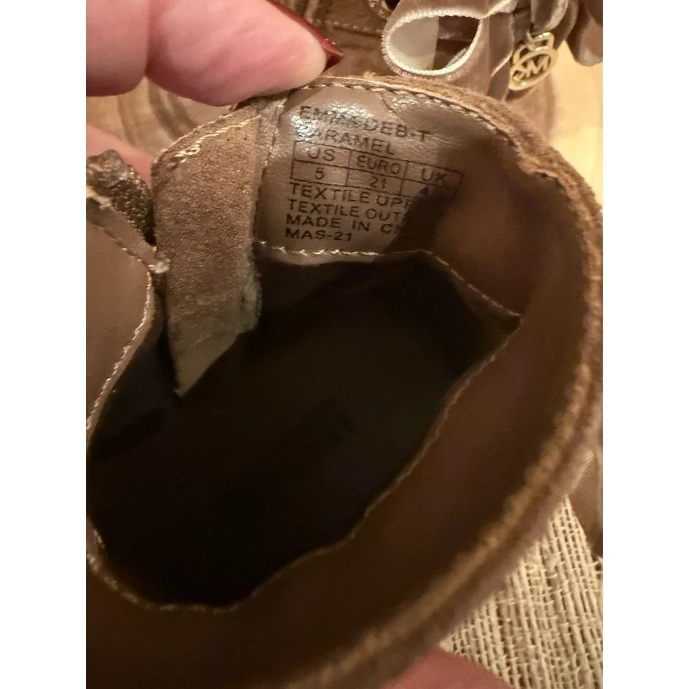 MICHAEL‎ Michael Kors Emma Deb Bow Charm Bootie Baby Girl's 5 Caramel New